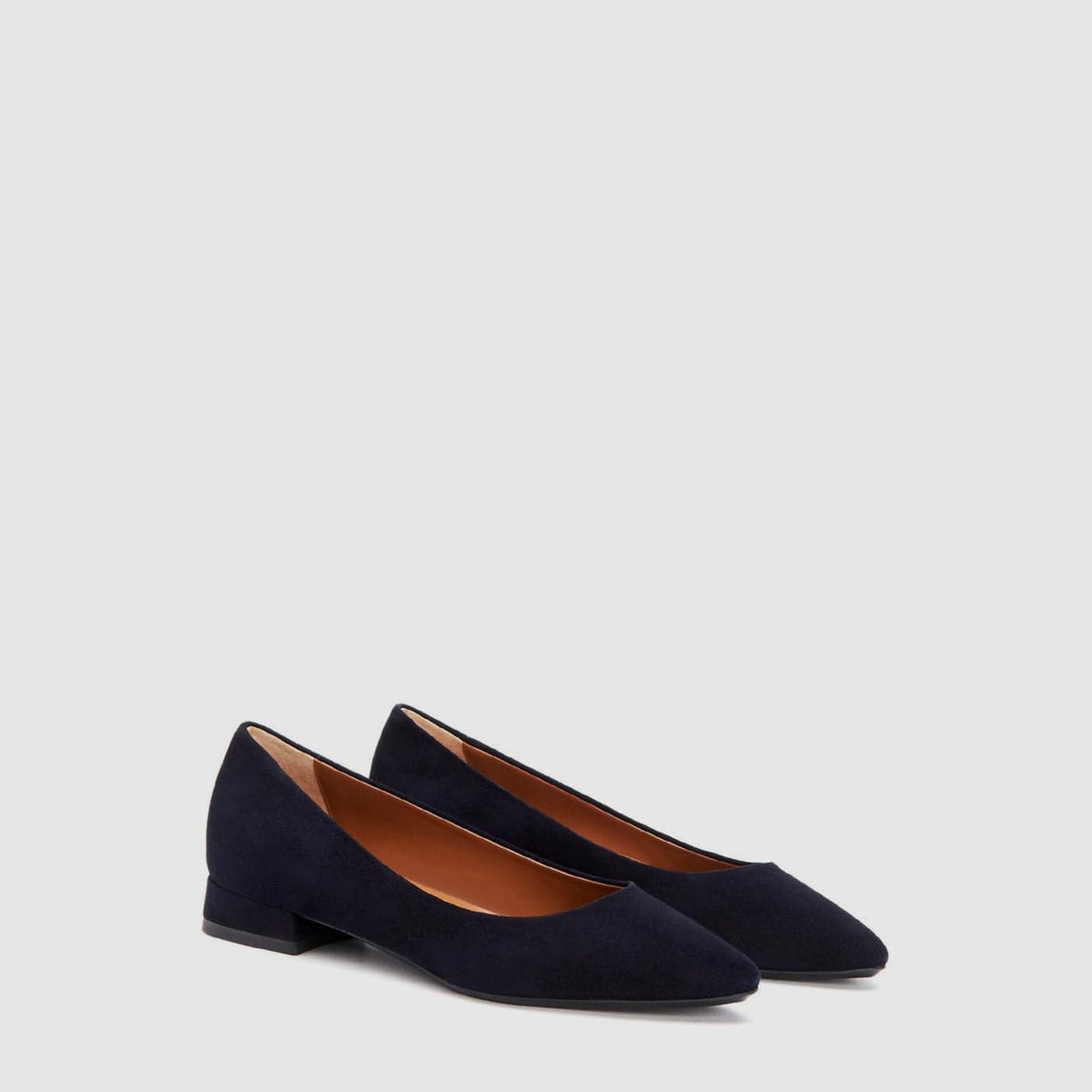 Penina low heel in navy suede with a pointed toe, alternate view