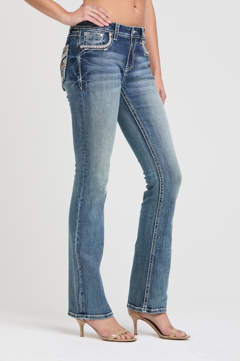Cross Horsehide Trim Bootcut Jeans