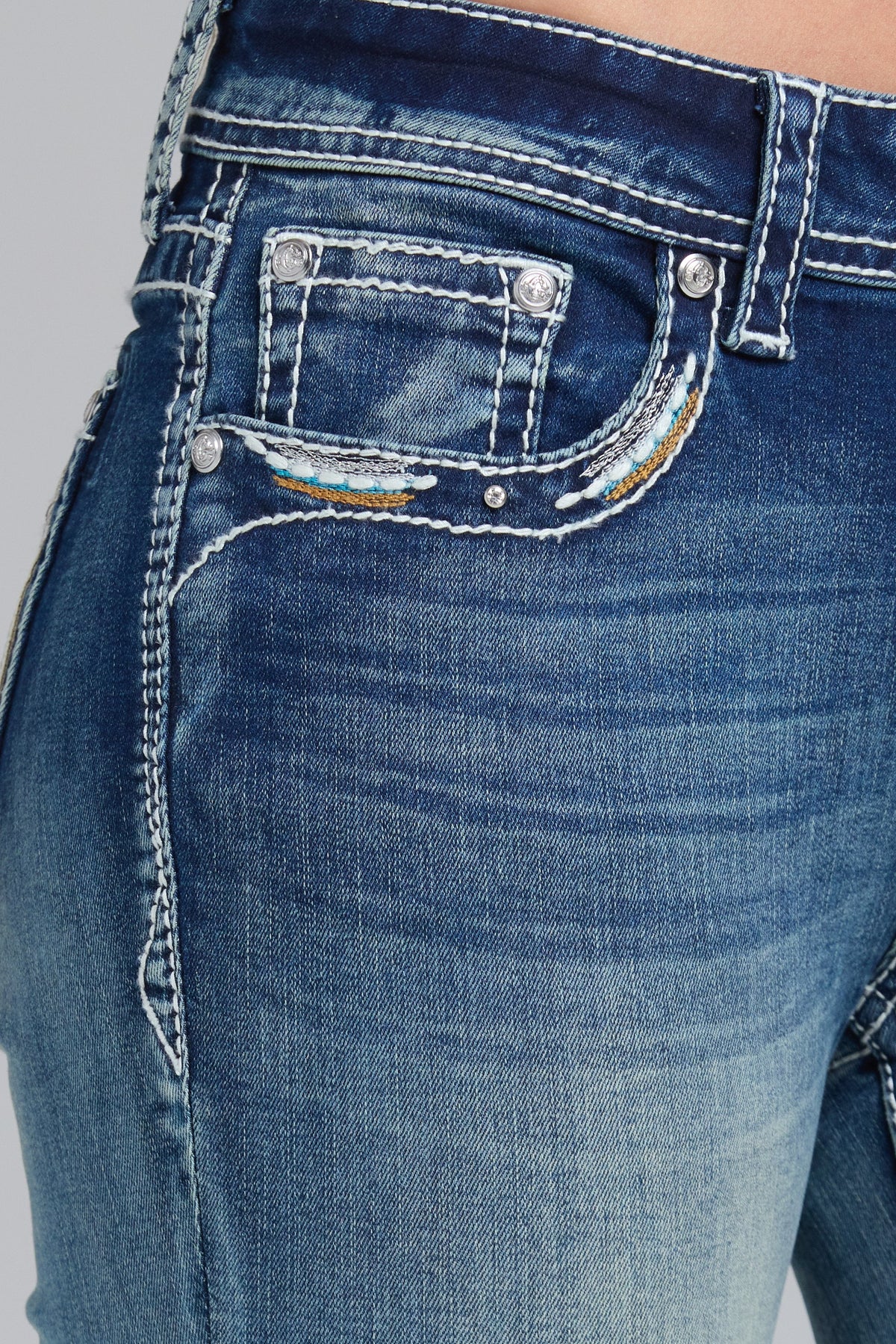 Horse Shoe/Floral Embroidered Bootcut Jeans