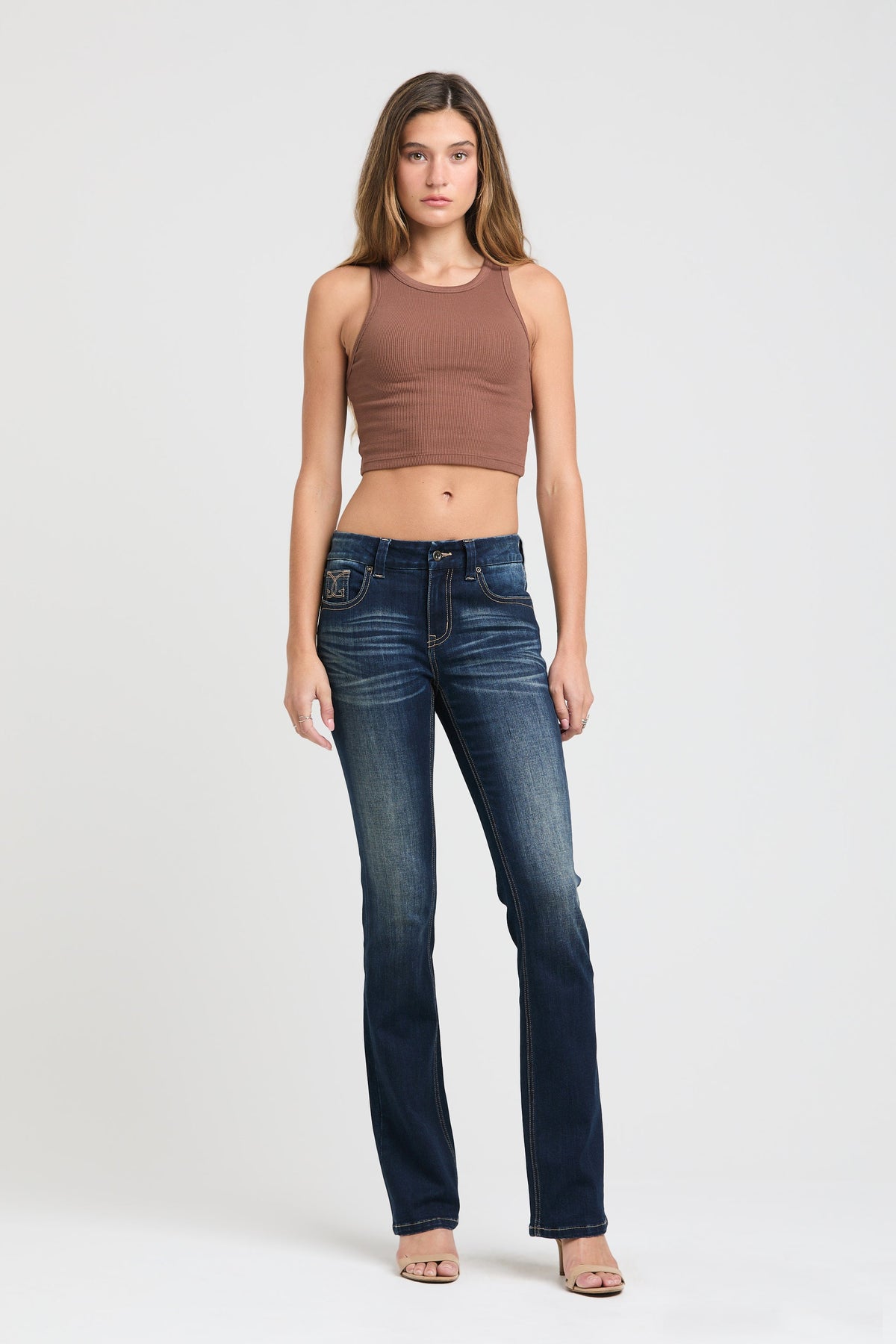 Product view 3 of blue bootcut jeans with g stitching