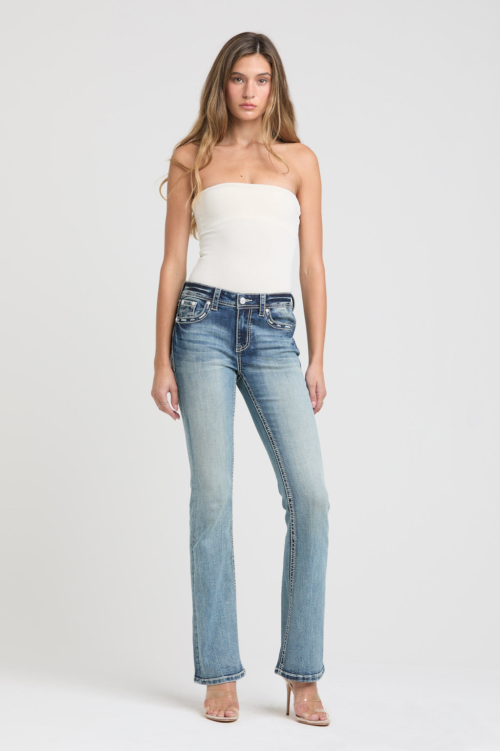 Aztec Embroidery Bootcut Jeans