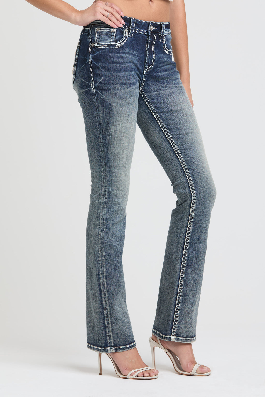 Cowhide Steer Head Bootcut Jeans