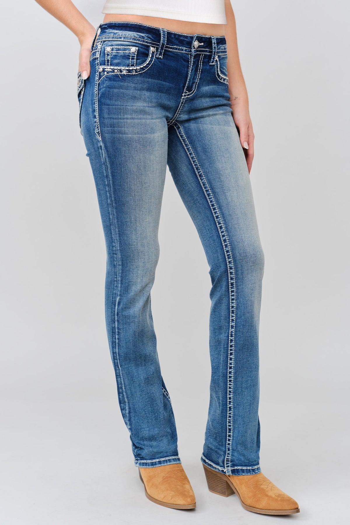 American Stars Embroidered Bootcut Jeans