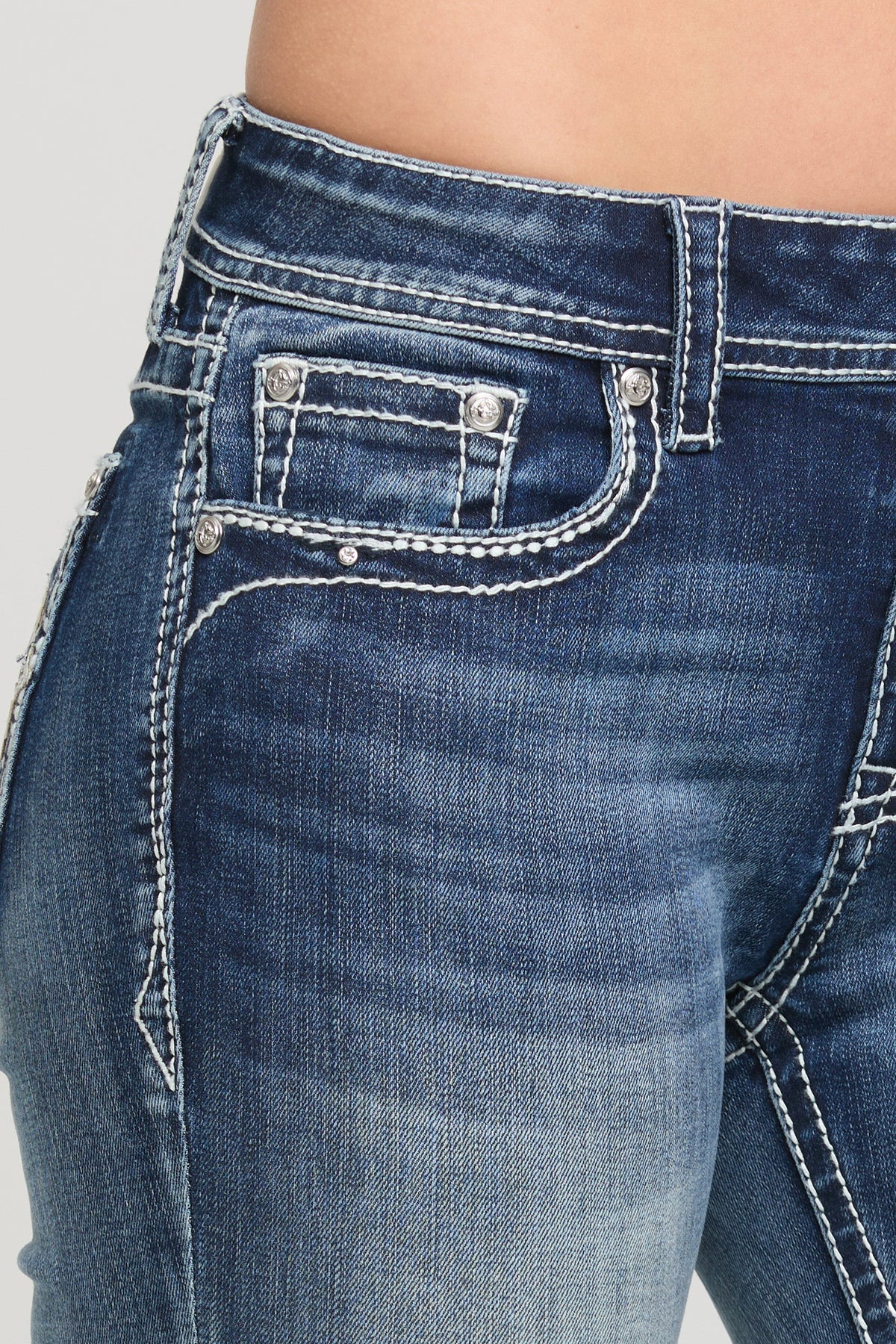 Cross Embroidery Bootcut Jeans