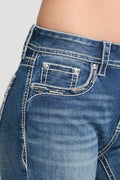 Product view 3 of blue bootcut jeans with dreamcatcher applique