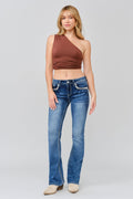 Product view 3 of blue bootcut jeans with ornate aztec detail