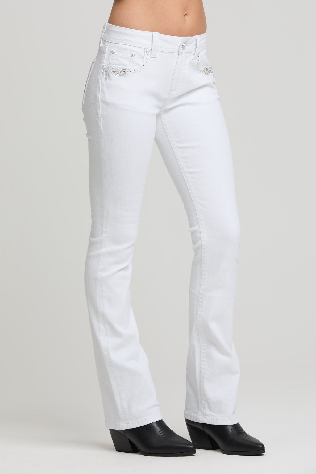 Product view 4 of white bootcut jeans with paisley