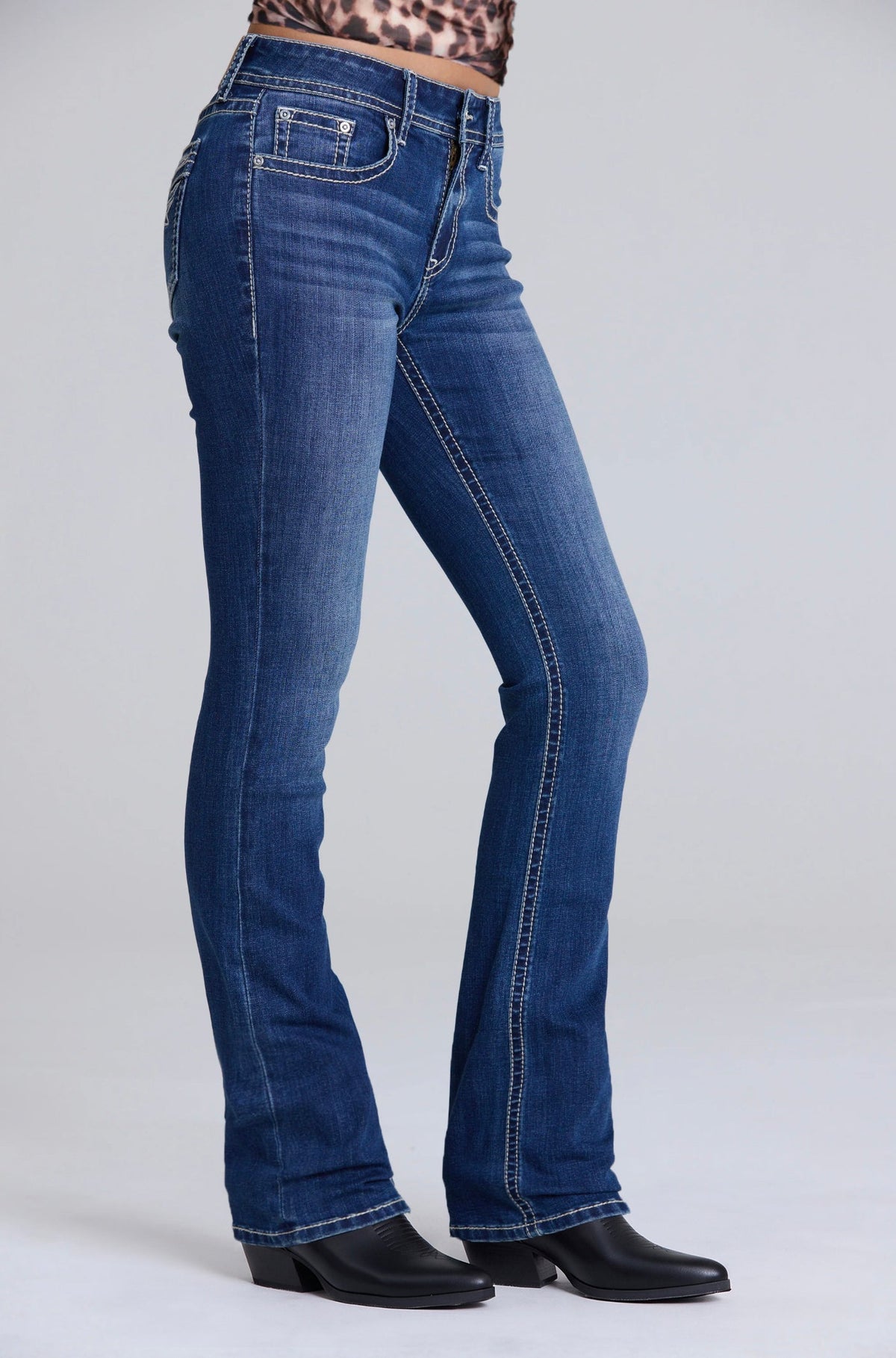 Toe Bug Embroidery Bootcut Jeans