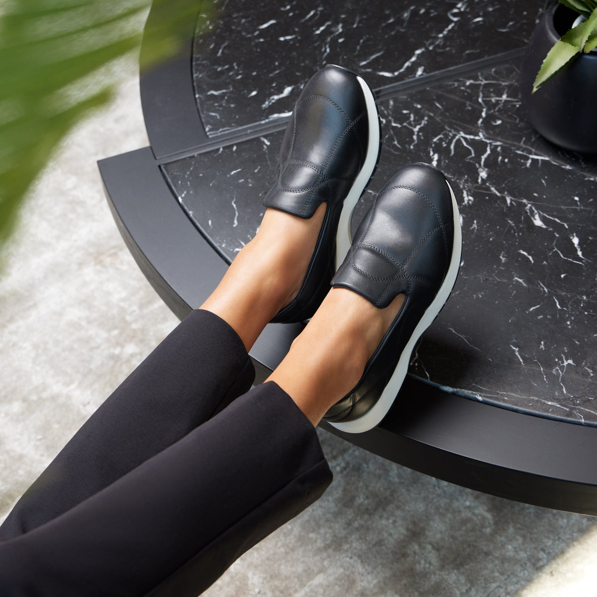 Katya slip-on sneaker in black quilted nappa leather, alternate view