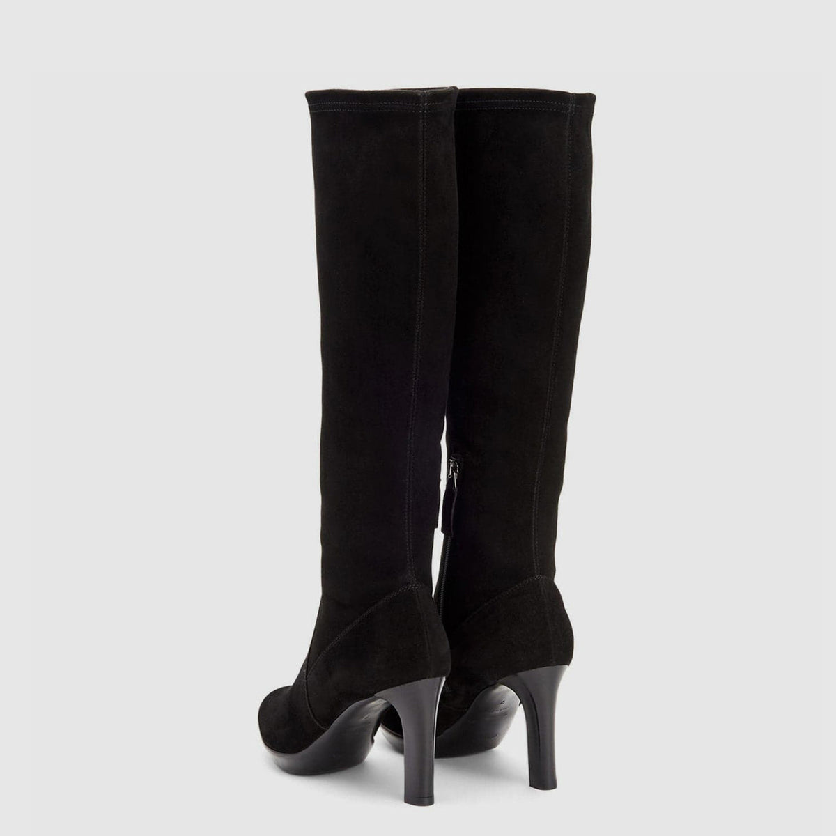 Rhumba knee high boot in black suede on a platform sole, alternate view
