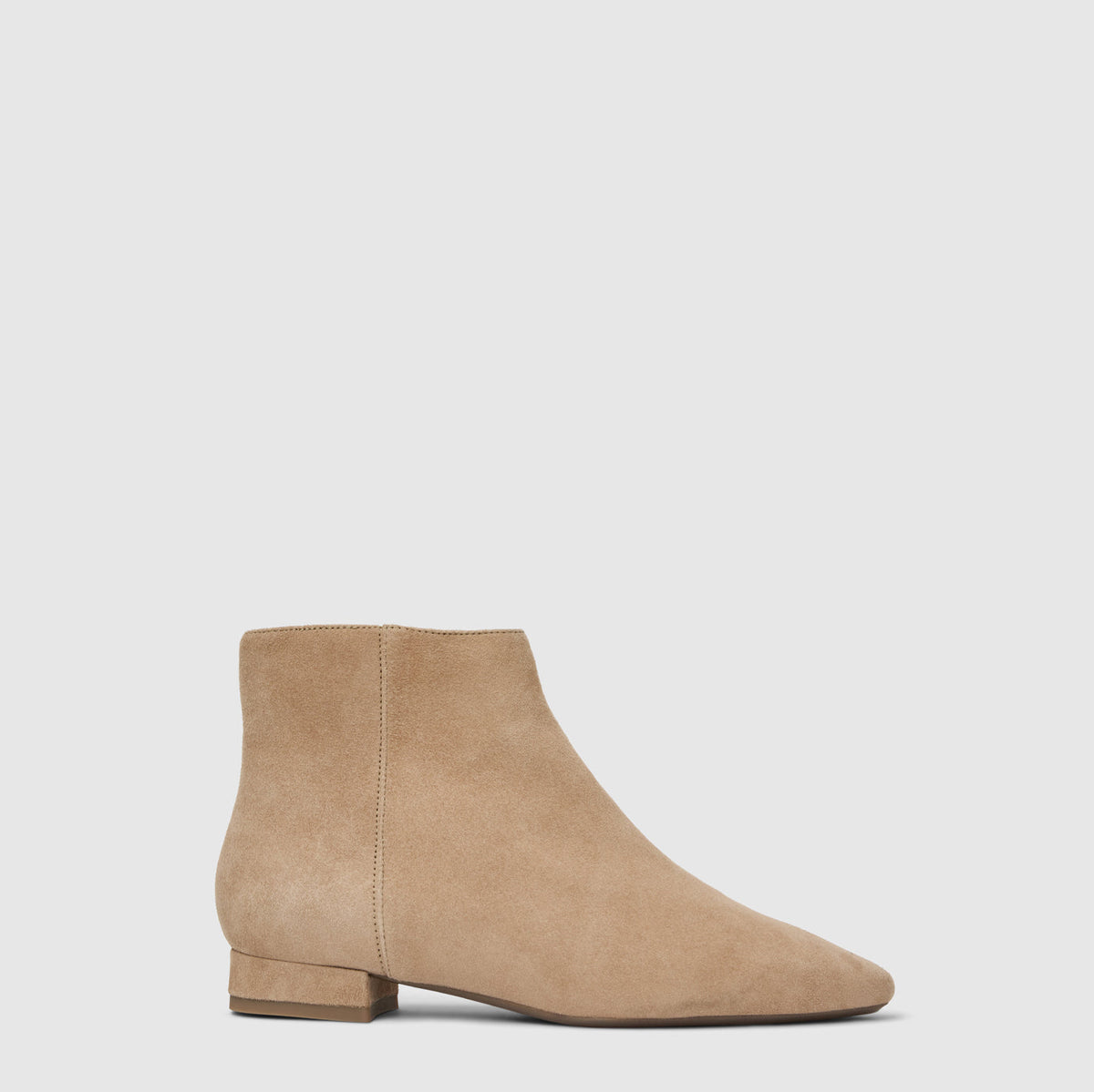 Prisilla ankle boot in champagne suede, side view