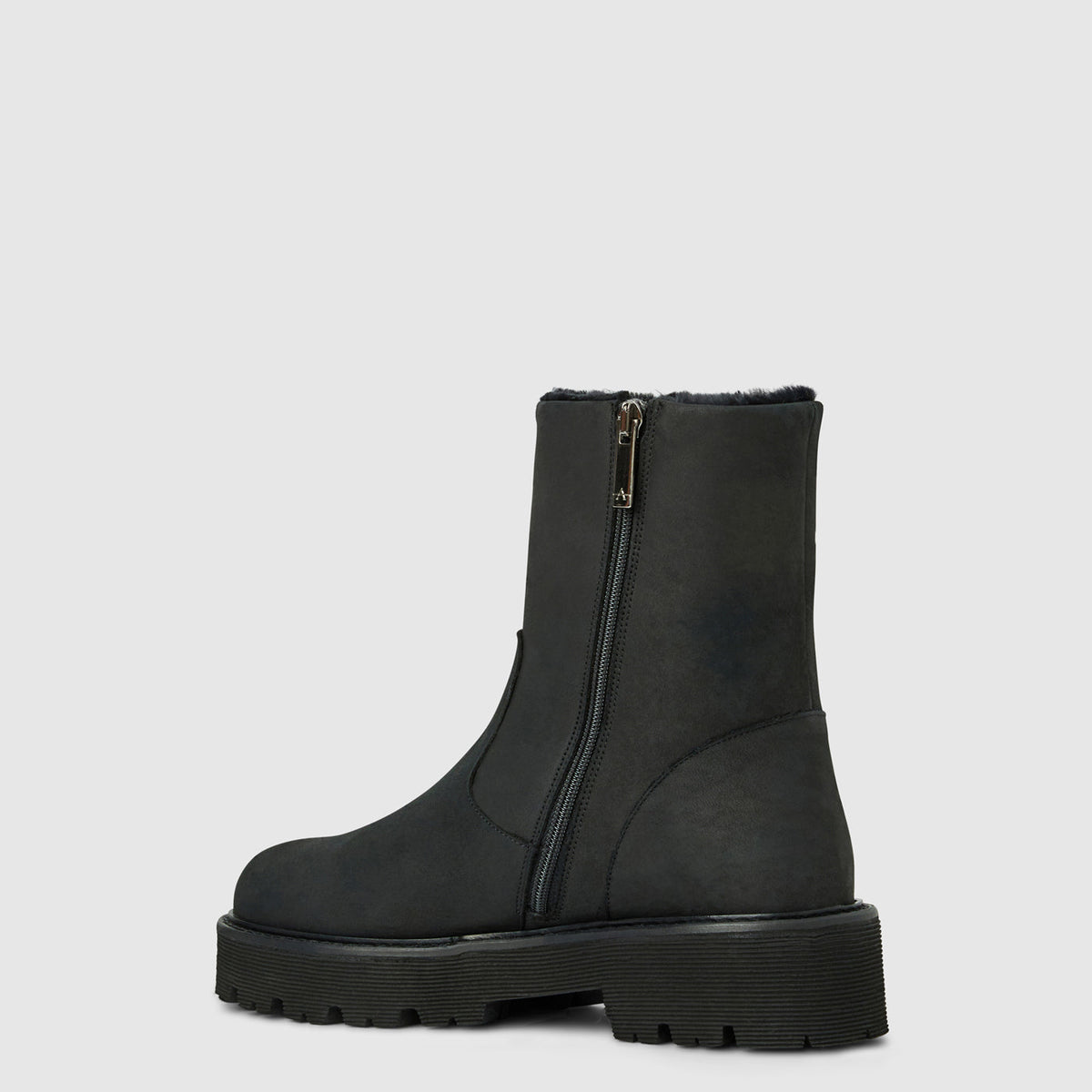 Eloise ankle boot in black suede on a lug sole, alternate view